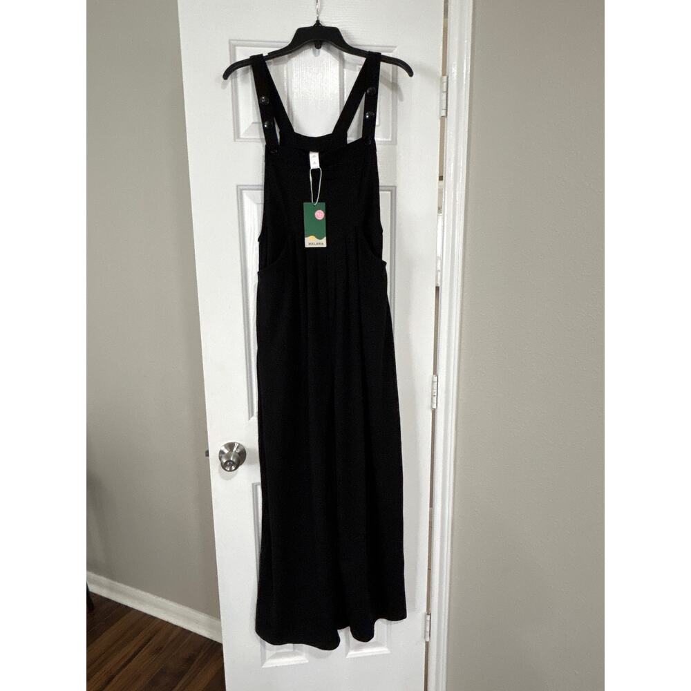 NWT Halara Waffle Black Jumper Overalls size Medium adjustable strap
